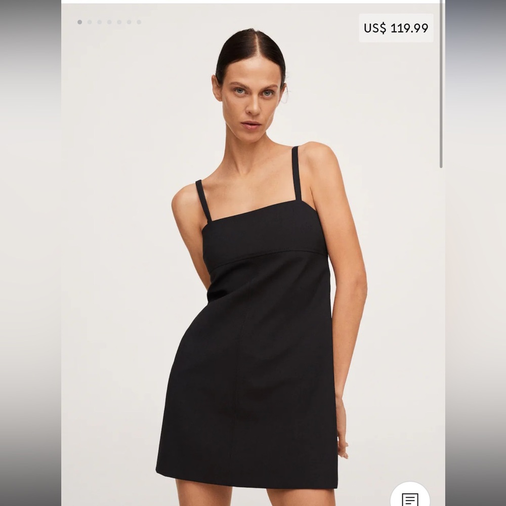 Mango Black Mini Dress with Thin Straps